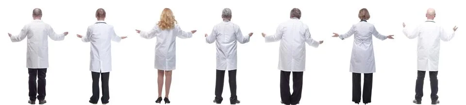 Group of doctors standing with their backs isolated Foto stock