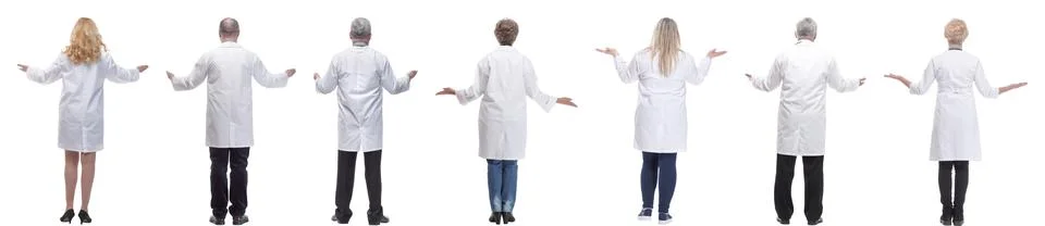 Group of doctors standing with their backs isolated 스톡 사진
