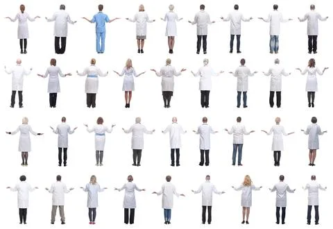 Group of doctors standing with their backs isolated Stock Photos