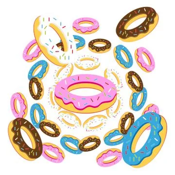 Group of donuts on white background Stock Illustration