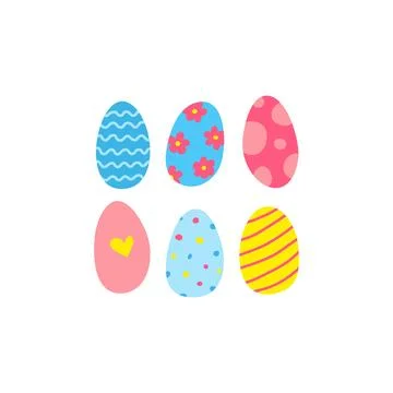 Group of doodle Easter eggs. Stock-Illustration