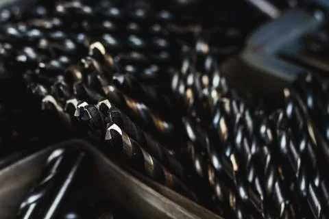 Group of drilling tools close up beautiful light Stock Photos