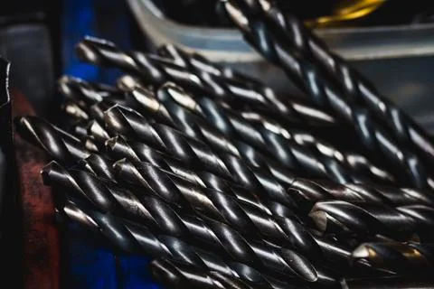 Group of drilling tools close up beautiful light Stock Photos