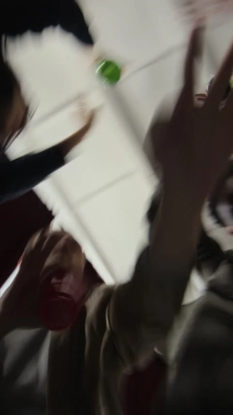 Group of Drunk People Partying and Dancing Vertical Stock Footage 323871481