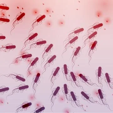 Group of E. coli Bacteria - Vector Illustration Stock Illustration
