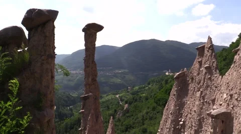 Group of Earth Pyramids over the valley Video stock 64756183