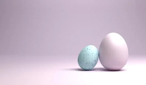 A group of easter eggs on bright pink background, 3d rendering Illustrazione stock