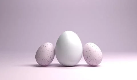 A group of easter eggs on bright pink background, 3d rendering Illustrazione stock