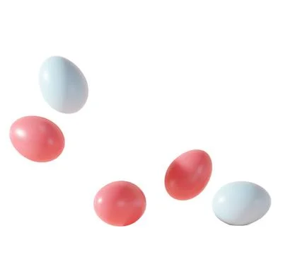 A group of Easter eggs in different colors sits on a clear background. The eg 스톡 사진