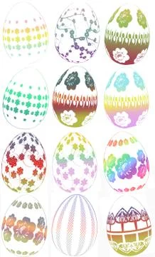 Group of easter eggs illustration Stock Illustration
