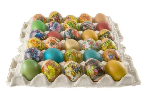 Group of easter eggs isolated on the white Stock Photos