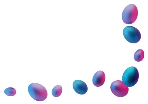 A group of easter eggs in various colors is shown on a clear background. Th.. Stock Photos