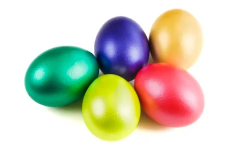 Group of Easter Eggs on white background. Stock-Fotos