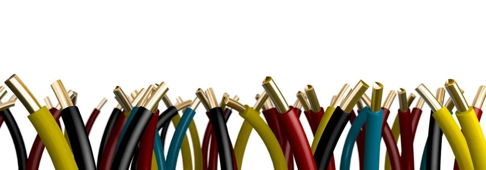 A Group of electrical cables on white backgound - 3d rendering Stock Illustration