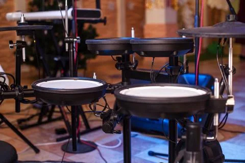 A group of electronic drums shot close-up 스톡 사진