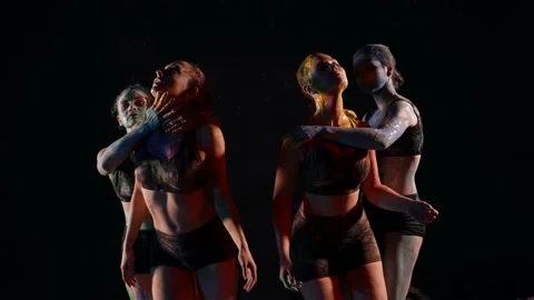 The group is an elegant attractive dancer improvising a dance in a modern style Stock-Footage 165197521