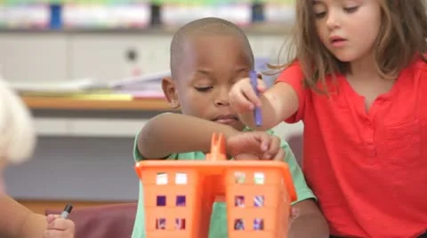 Group Of Elementary Age Children In Art Class Stock Footage 22823852
