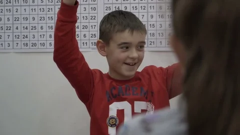 Group of elementary school children in classroom at lesson Stock Footage 82446875