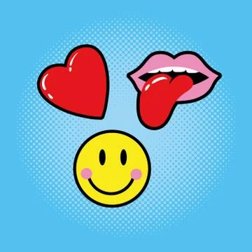 Group of elements pop art style icons イラスト素材