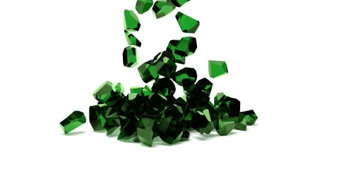 Group of emeralds falling on white background 3D rendering 스톡 동영상 163576406