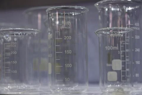 A Group of empty beakers Stock Photos