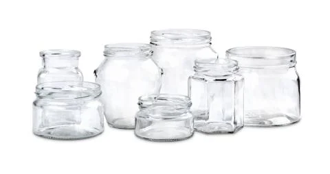 Group of empty glass jars Stock Photos