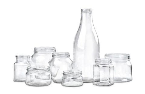 Group of empty glass jars Stock Photos