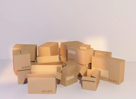Group of empty packages ready for packing 库存插图