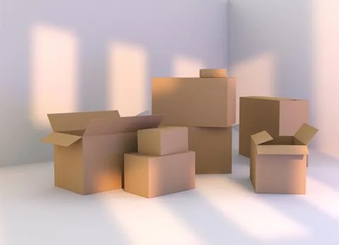 Group of empty packages ready for packing Stock Illustration