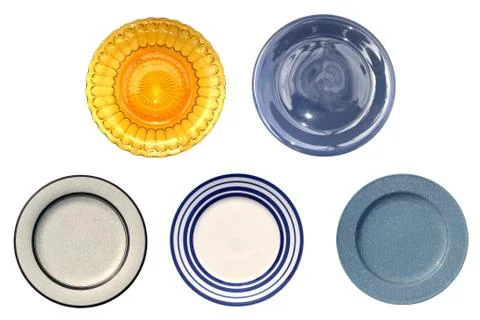 Group empty plate on isolated Stock Photos