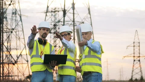 Group of energetics workers are talking about new project plans Stock Footage 137042919