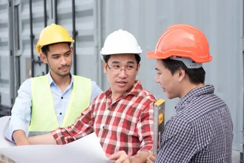 Group of engineer planing at construction Stock Photos