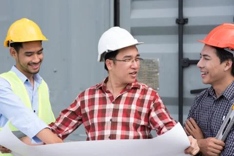 Group of engineer planing at construction Stock Photos