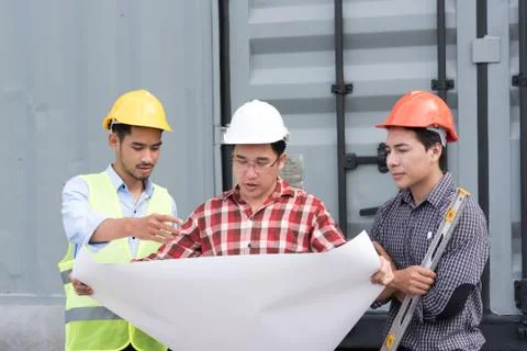 Group of engineer planing at construction Stock Photos