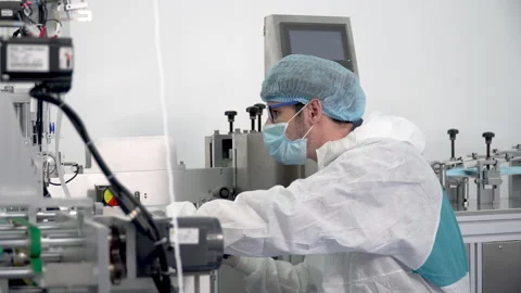 Group of engineer worker wearing ppe suite, face protective mask, glove usein Stock Footage 146819343