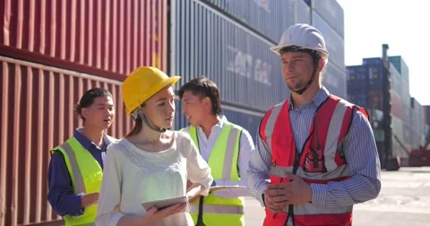 Group of engineer workers people wear safety hard helmet  Stock Footage 170830791