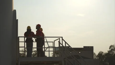 A group of engineers and architects work in floor of base ground 스톡 동영상 264216895