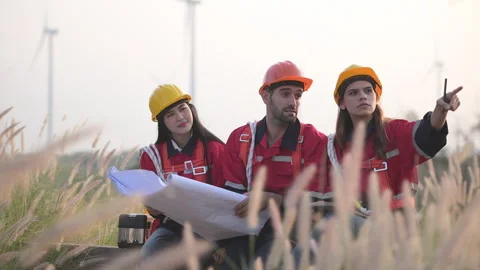 A group of engineers and architects work in floor of base ground Stock Footage 264224507