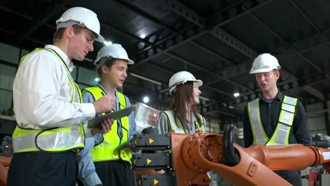 Group of engineers and technicians working together Stock Footage 262754893