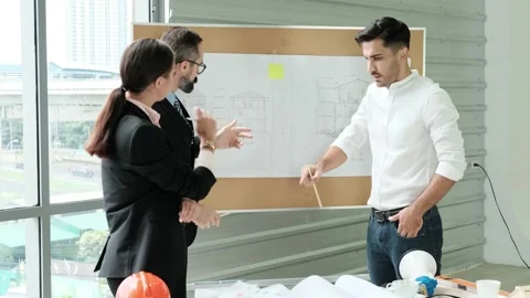 Group of Engineers, Technicians, and Specialists  Meeting In the office. Brai Stock Footage 153643670