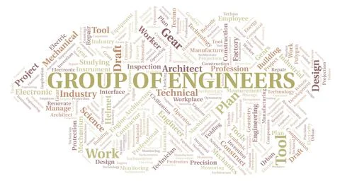 Group Of Engineers typography word cloud create with the text only 스톡 일러스트