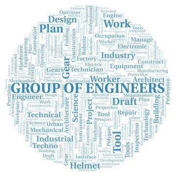 Group Of Engineers typography word cloud create with the text only 스톡 일러스트
