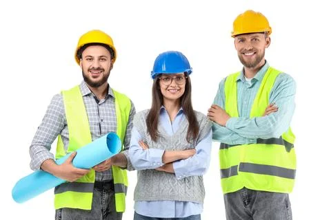 Group of engineers on white background Stock Photos