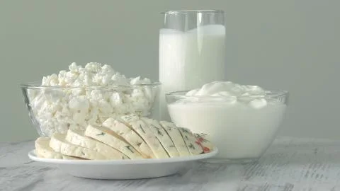 A group of environmentally friendly non-GMO dairy products, Stock Photos