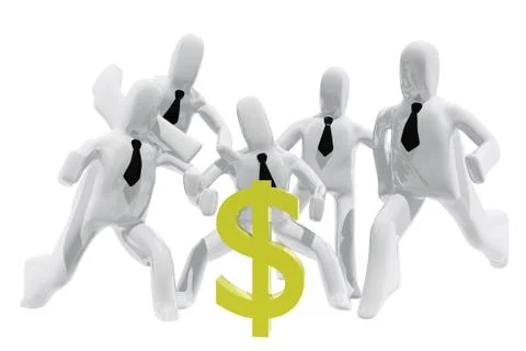 Group of executives chasing dollar sign Stock Illustration