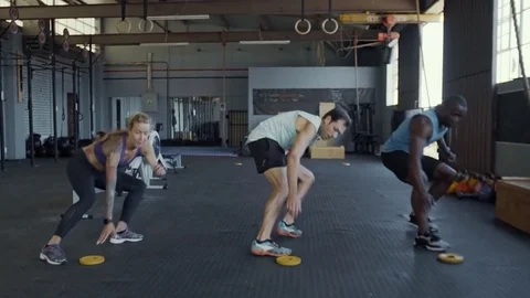 Group exercise sprint Stock Footage 71619627