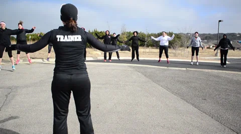 Group exercise wide shot Stock Footage 36783607