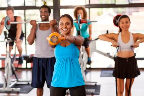Group exercising in a gym Stock Photos