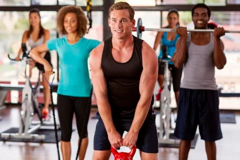 Group exercising in a gym Stock Photos