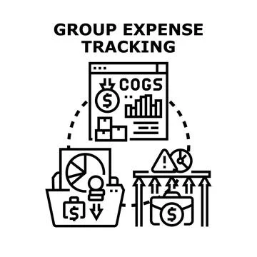 Group expense tracking and cost management concept Stock Illustration